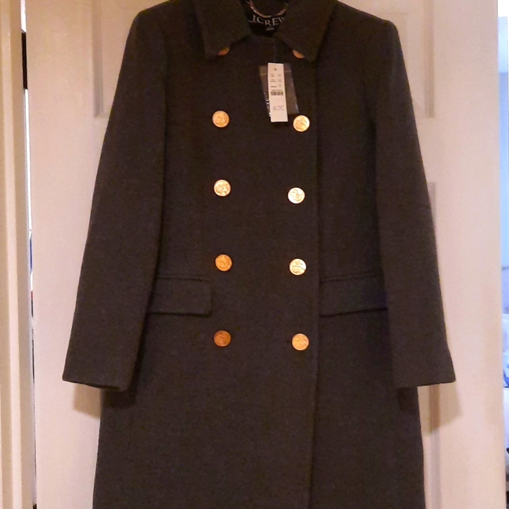 Jcrew, Italian wool topcoat, Size 0 Petite,  Heather gray, NWT.